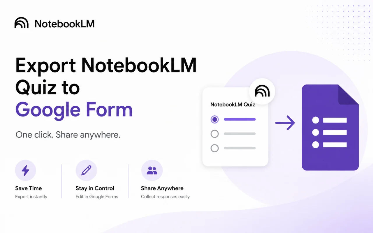 A NotebookLM quiz exported into Google Forms as an auto-graded quiz with the answer key set